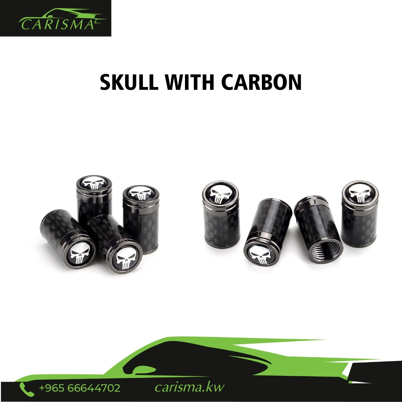 Tire Valves Skull with Carbon 