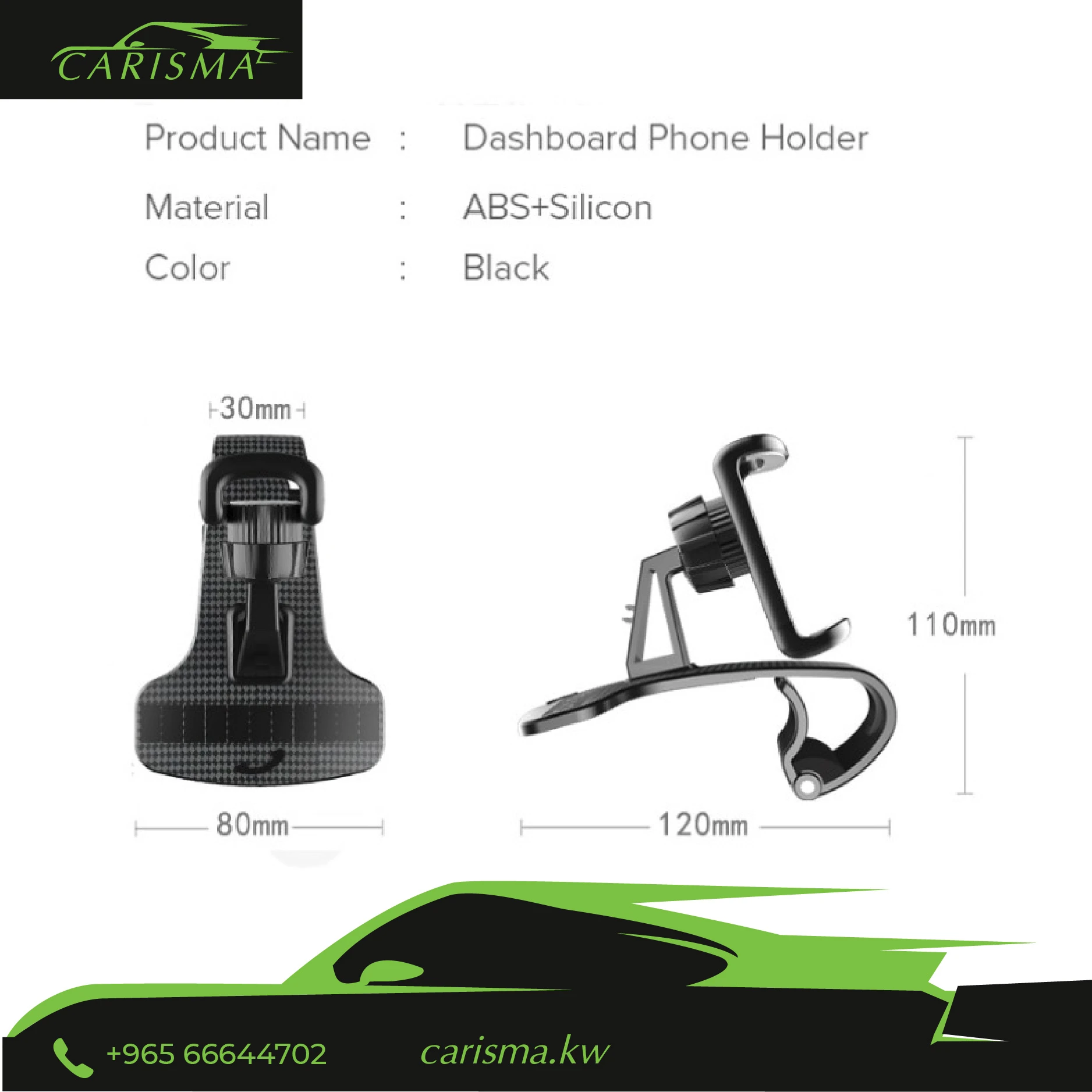 Car Dashboard Mobile Holder with Temporary Car Parking Number Plate