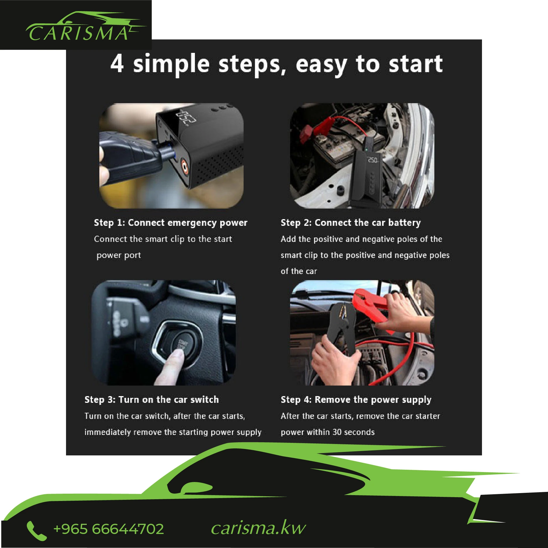 Car Jump Starter and Air Compressor with Smart Clamps