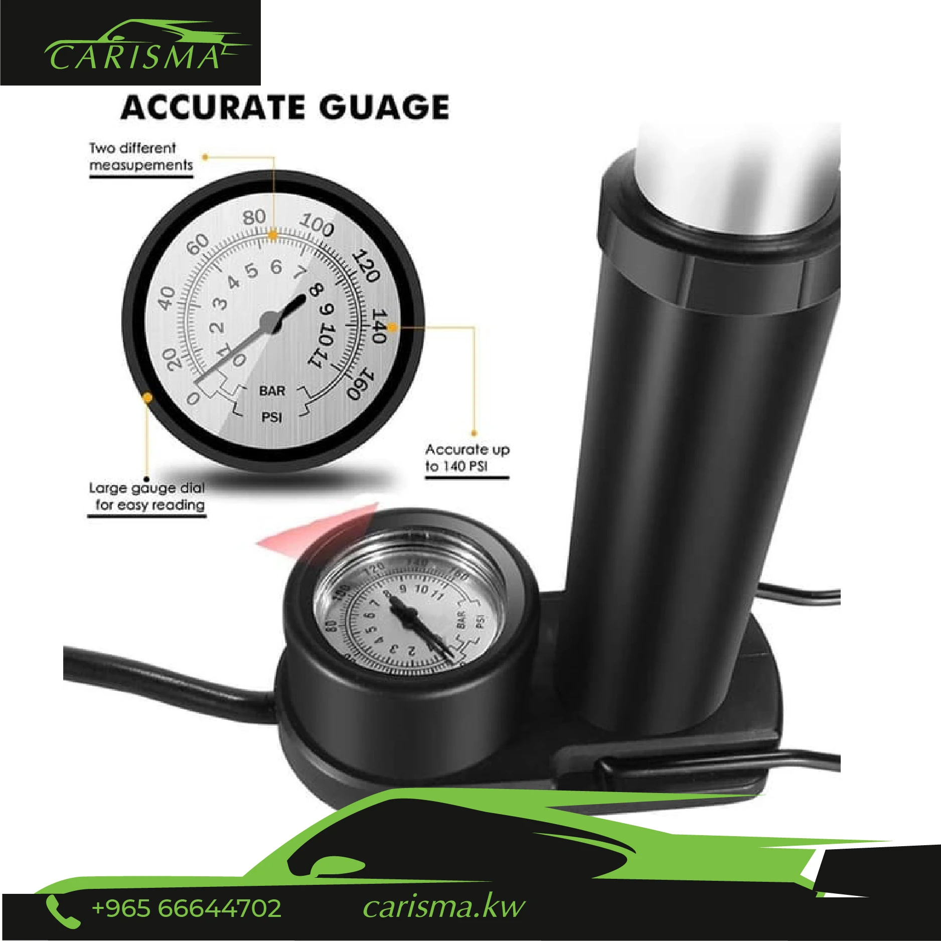 Bicycle Tire Inflator with Gauge.