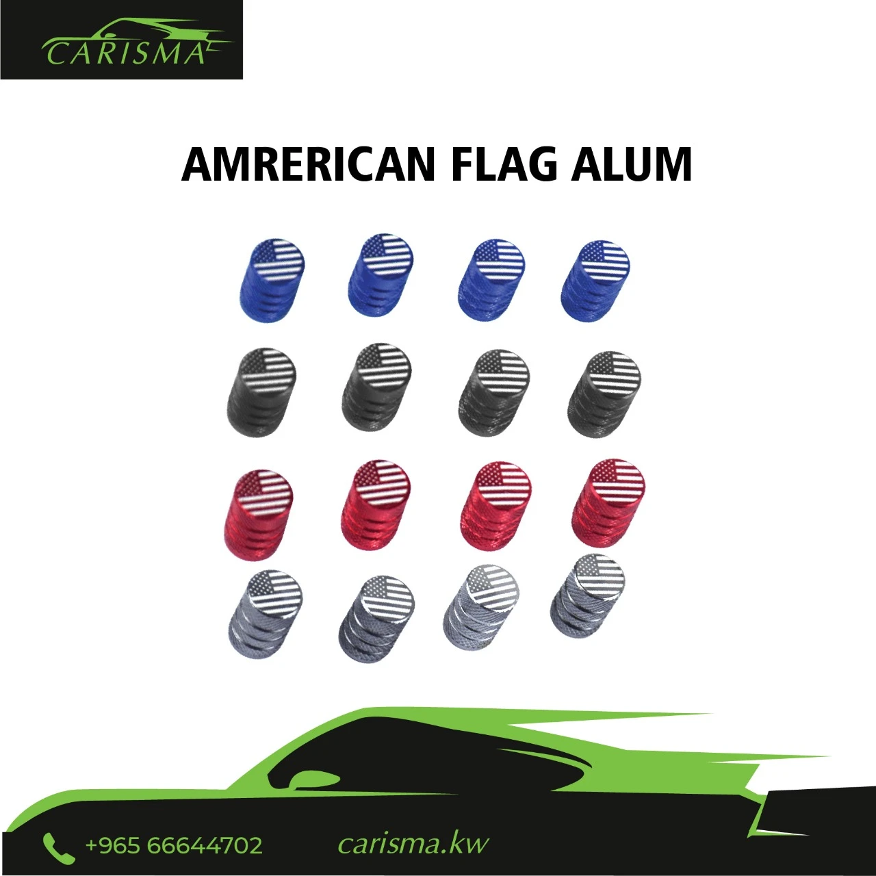 Tire Valves American Flag Alum